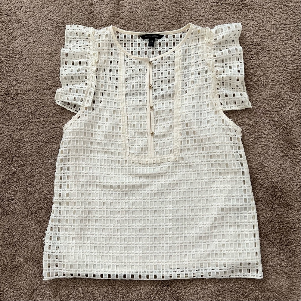 Banana Republic Ivory Eyelet Blouse